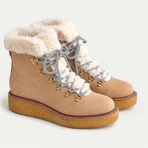 Nubuck winter boots with wedge crepe sole